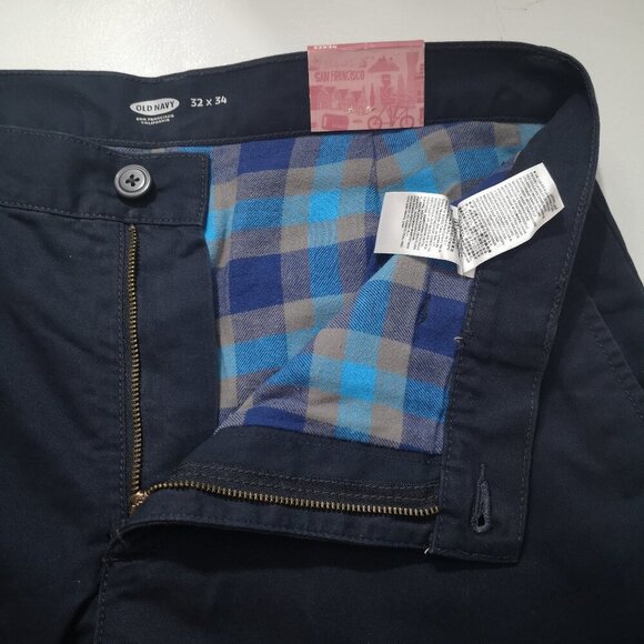 NWT Old Navy Men's Size 32/34 Navy Light Fleece Lined Straight Leg Casual Pants - Picture 11 of 12